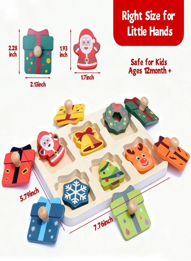 Waybla Stocking Stuffer for Kids - Christmas-Themed Wooden Peg Puzzle for Toddlers 1-3 Years, Montessori Educational Toy and Learning Activity - Image 5
